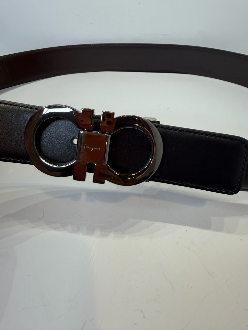 Ferragamo Men's Reversible Leather Double adjustable Gancini belt - Picture 12 of 16